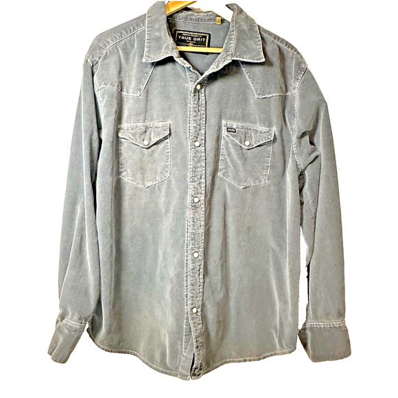 True Grit Other - True Grit Shirt Mens Gray Pearl Snap Corduroy Western Long Sleeve XL